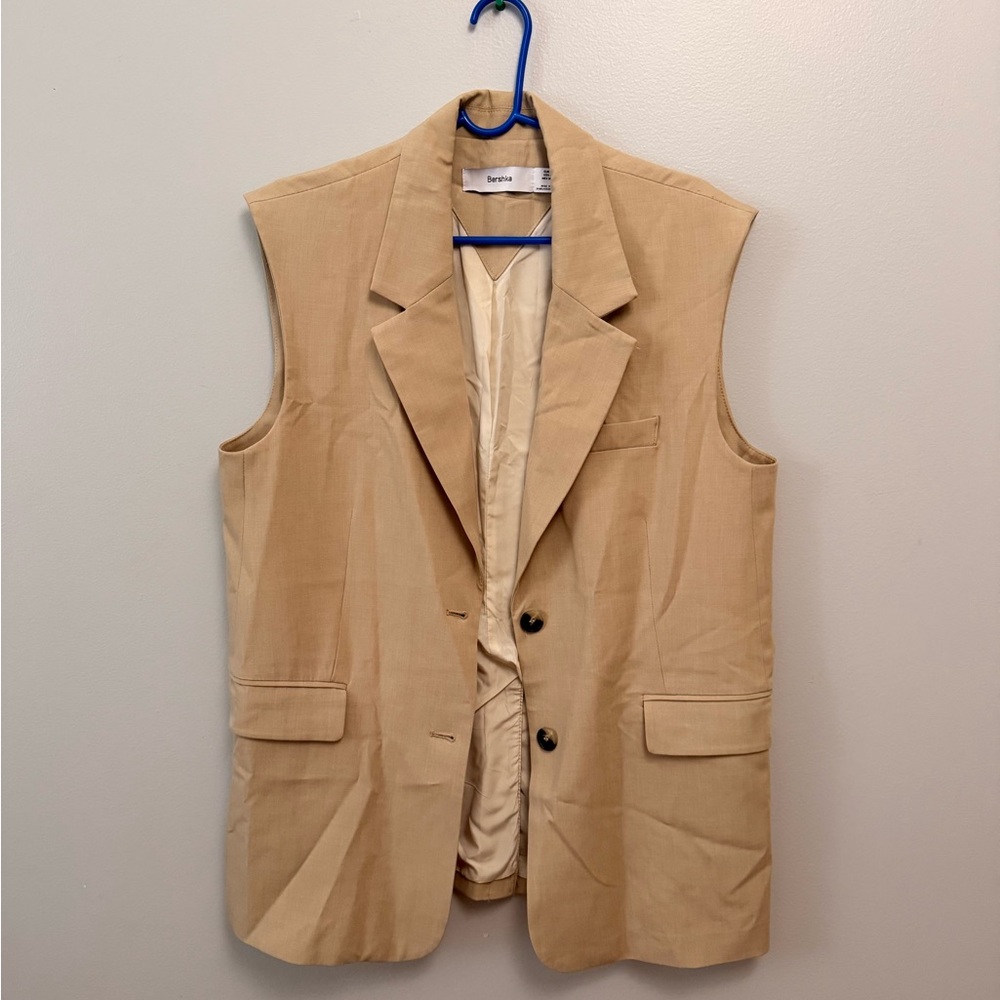 Bershka Tan Sleeveless Blazer